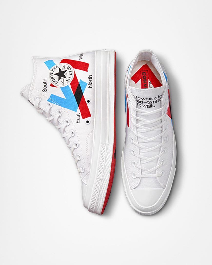 Tenis Converse x Patta x Experimental Jetset Chuck 70 Cano Alto Feminino Branco Vermelhas Azuis | PT B0P8751